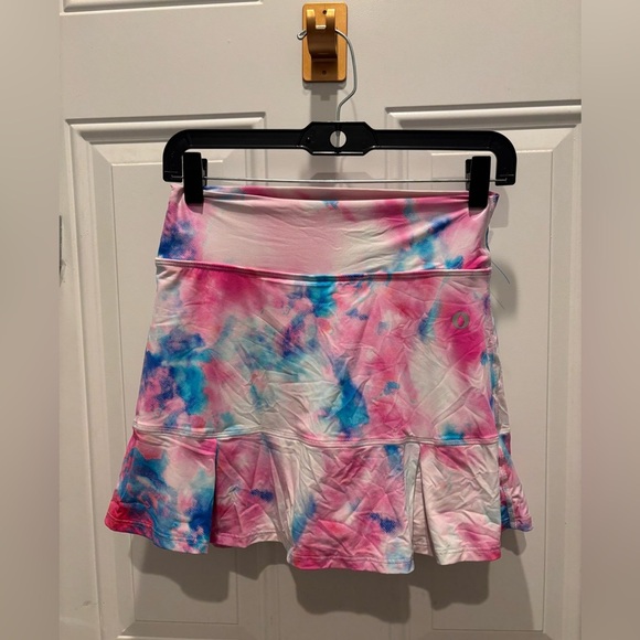 Dona Jo Hipster Jojo 2.0 Skort 1 Small Pleat Skirt White Pink Watercolor Print - Picture 1 of 4